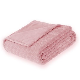 FY FIBER HOUSE Fleece Cuddly Blankets with Snake Line, Extra Soft Fluffy Blankets, Lightweight, Cosy Microfibre Sofa Blanket / Wool Blanket for Office, Armchair and Camping, 130 x 150 cm, Pink