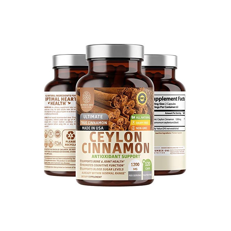 N1N Premium Ceylon Cinnamon 1200mg [100% Organic Ceylon Cinnamon] Natural