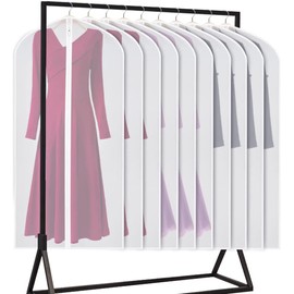 Univivi Garment Bag 60 inch Suit Bag for Storage Clear Lightweight Dress Bags for Long Gowns Coats Shirt Sweater 24'' x 60''-10 Pack