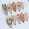 Brown Cree Bear Handmade Nail Tips - Short Ballerina /