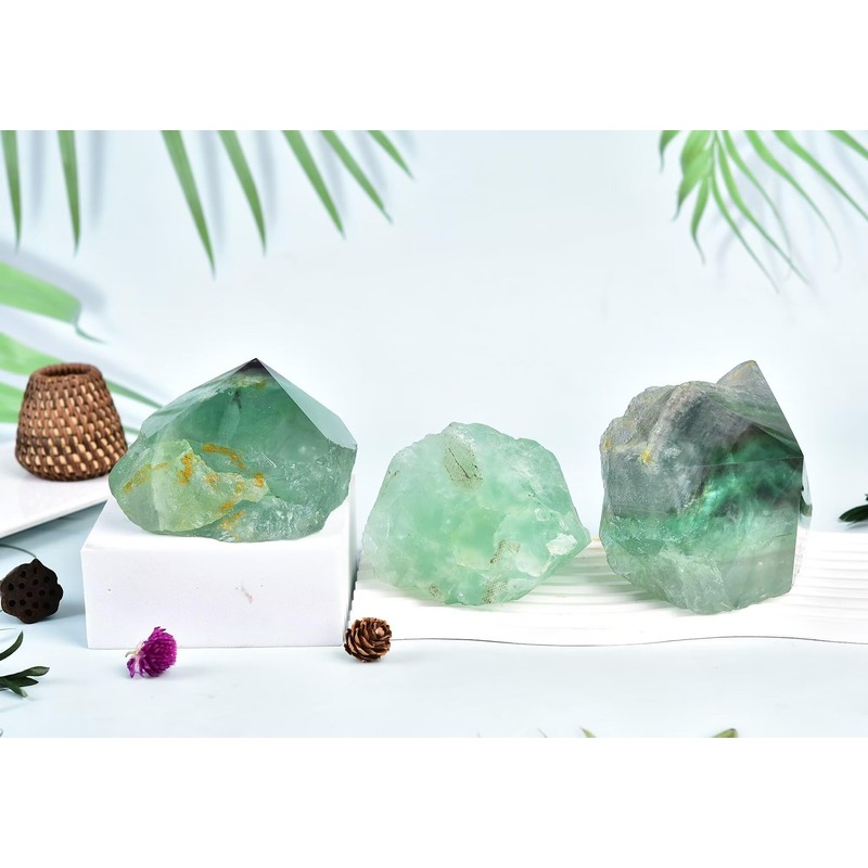 Natural Green Fluorite Crystal Wand Irregular Quartz Column 2.2-2.8 Lbs