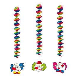 Rotor spirals metallic colourful clown party decoration hanging decoration hanging garlands pack of 3 for carnival, party, children's birthday party