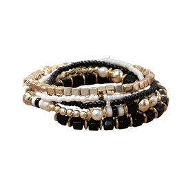 SBI Jewelry Women Gold Black White Luxury Style Layered Beaded Bracelet Girl Charm Stranded Wrap Spiritual Gift Relief Energy Support Birthday Anniversary