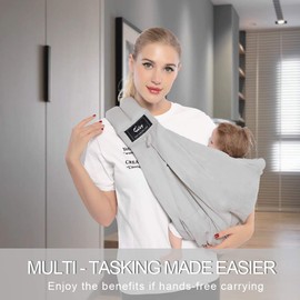 CUBY Baby Carrier Sling, Baby Essentials for Newborn Natural Cotton Adjustable Baby Carriers from Newborn Comfortable Easy Wearing Nursing for Infant Toddler Wrap Sling for Newborn