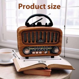 Retro Radio with Bluetooth Portable Radio (Brown)