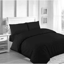 Ev Dekor® DVS729 Duvet Cover Sets King Black - Soft Microfibre Polyester King Size Duvet Cover with Pillow cases - Bedding Quilt Cover Set