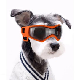NAMSAN Dog Glasses Anti-UV Waterproof Windproof Adjustable Dog Sunglasses Fashion Dog Safety Glasses Suitable for Small and Medium Dogs (Orange)