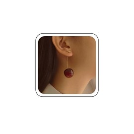 Inateannal Vintage Large Cherry Earrings Red Cherry Dangle Earrings Gold Long Cherry Drop Earrings Cute 3D Cherry Earrings Cute Fruit Earrings Jewellery for Women, Zinc, No Gemstone