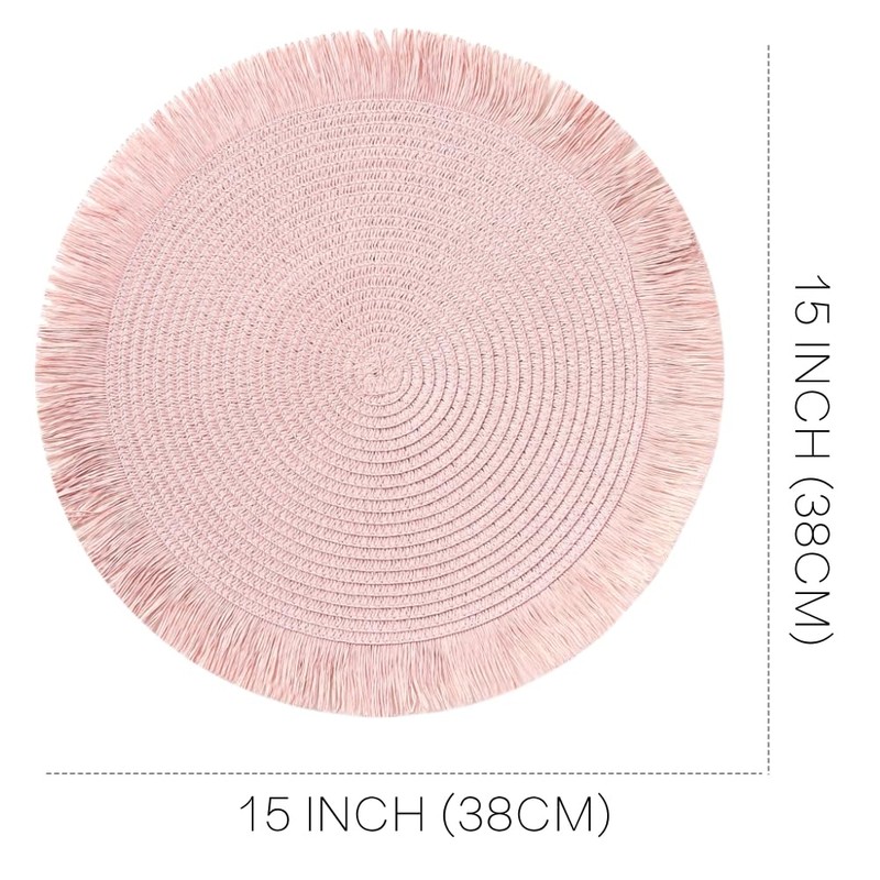IcosaMro Pink Placemats Set of 6 for Dining Table, 15