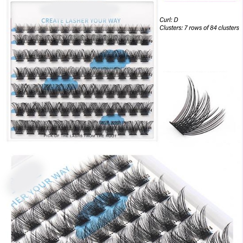 84 Clusters Individual Eyelash Extensions 8/10/12/14/16mm D Curl Fluffy Eyelash