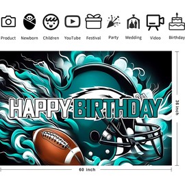 L-Y Birthday Party Backdrop,Football Party Decoration,Football Themed Birthday Banner Shoot Photo Backgrounds Props for Party 5x3ft.