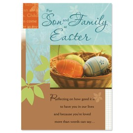 Current To Son From Family Easter Greeting Card - Single Card, Large 5" x 7", Easter Cards with Sentiments Inside, includes White Envelope