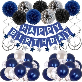 Blue Birthday Decoration Set , Birthday Party Decorations, Party Decorations Set, 1 Happy Birthday Banner, Latex Balloons for Girls and boys