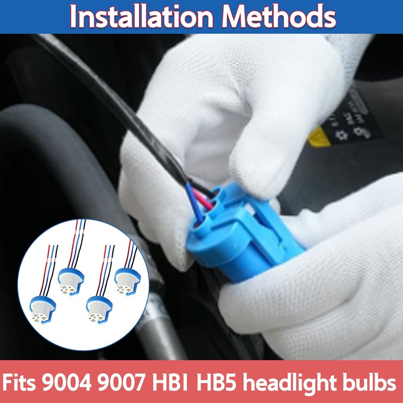 9007 9004 HB1 HB5 High Temperature Ceramic Headlight Harness by