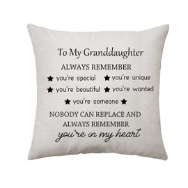 Aconesong To My Granddaughter Gifts from Grandma Grandpa Pillow Cover Cushion Covers for Granddaughter Birthday Christmas Party Home Decor 18 * 18 In