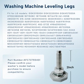 4Pcs Washing Leveling Legs Replacement Adjustable Feet Fit for LG Front Load Washing Machine Replace AFC72755401 2in Base