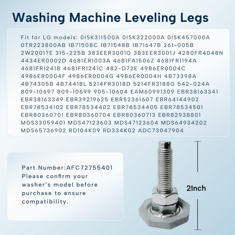 4Pcs Washing Leveling Legs Replacement Adjustable Feet Fit for LG
