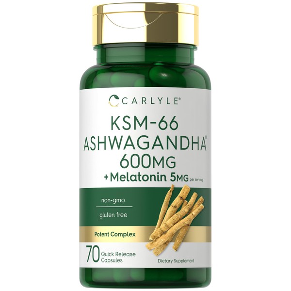 Carlyle KSM-66 Ashwagandha Capsules 600mg | 70 Count | with