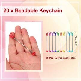 PATIKIL 20 Stück Perlen-Schlüsselanhänger-Stangen, Metall-Perlen, Schlüsselanhänger-Rohlinge, Großpackung für Anhänger, DIY, Kunst, Handwerk, mehrfarbig, 14.8x3cm