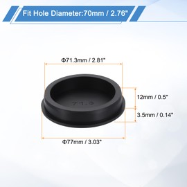 uxcell Silicone Hole Plug, Waterproof Round Rubber Stoppers Bottle Seal Plugs Tube Pipe End Caps for 70mm/2.76" Hole for Bathtub Bottle, Black