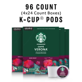 Starbucks K-Cup Coffee Pods, Dark Roast Hot or Iced Coffee, Caffè Verona, 96 Keurig Pods