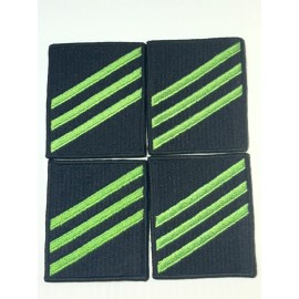 LOT OF 4 PATCHES US NAVY E3 RATING BADGE: AIRMAN - GREEN CHEVRONS ON BLUE SERGE