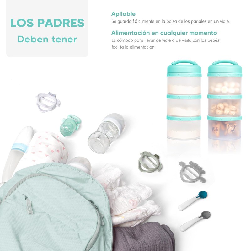 Dispensadores de Leche en Polvo Apilable Recipientes de Comida Bebé