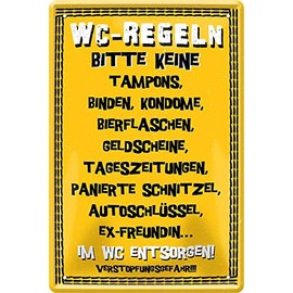 Toilet Rules Toilet Door Sign 20 x 30 cm Funny Saying Decorative Tin Sign 384