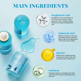 ANAiRUi Polyglutamic Acid Serum with Hyaluronic Acid and Glycerin - Hydrating Serum for Face, Moisturize and Nourish Skin, 30ml