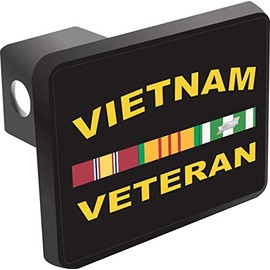 MilitaryBest Vietnam Veteran Black Plastic Hitch Cover with Aluminum Insert