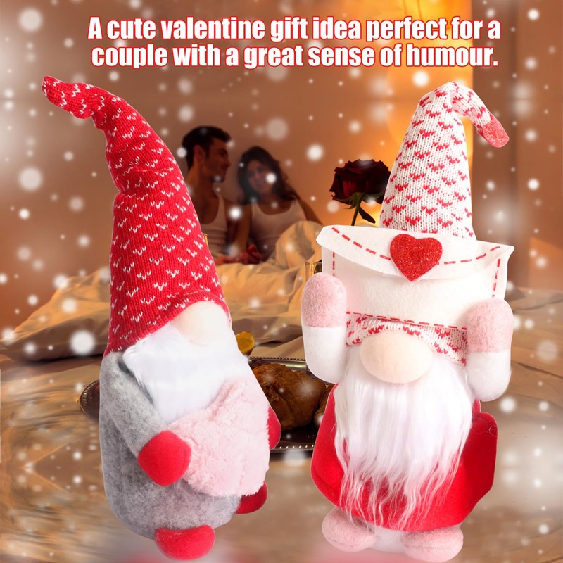 UDIKEFO 2Pcs Valentines Day Gnome Gonk Decorations Mr. and Mrs.