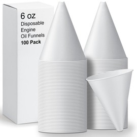 100 Pcs Disposable Paper Engine Oil Funnels, 6oz Paper Funnels for Automotive Motor Oil Use No Spill Oil Funnel for Engine Oil, Windshield Washer Fluid, Water, Gas
