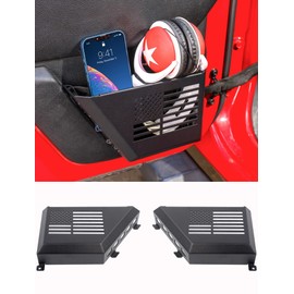 Savadicar Metal Rear Door Pockets Compatible with 2011-2018 Jeep Wrangler JK JKU, Door Storage Accessories for Replace Sagging Nets, 2 PCs