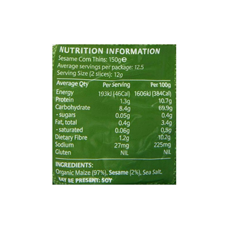 Real Foods Organic Sesame Corn Thins 5.3oz 2 Pack -