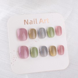 Handmade Nail Tips, Small Nails, Short Nail Art, 10 Pieces, Fashionable Cute Nail Tips, False Nails (Short, S)