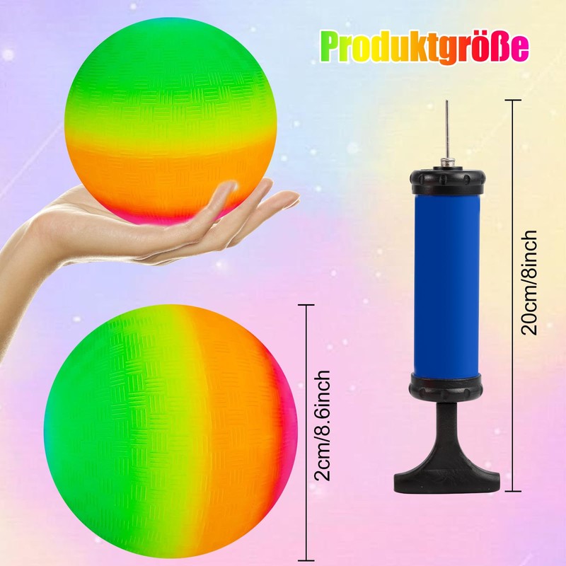 EOGRFW Pack of 4 Bouncy Kickball, PVC Rainbow Ball, Children's