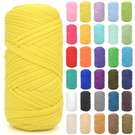 Tshirt Yarn for Crocheting,Chicken Yellow T Shirt Chunky Elastic Fabric Thick T-Shirt Crochet Yarn for Beginners Crocheting Hand Knitting Bag/Basket/Coasters/DIY Crafts/Home Decor 200G(Chicken Yellow