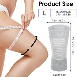 Thapncow Pack of 2 Knee Support for Women Men, Bamboo Knee Brace, Athletics Knee Brace, Bamboo Knee Support with Compression, Skiing, Improved Circulation (L)