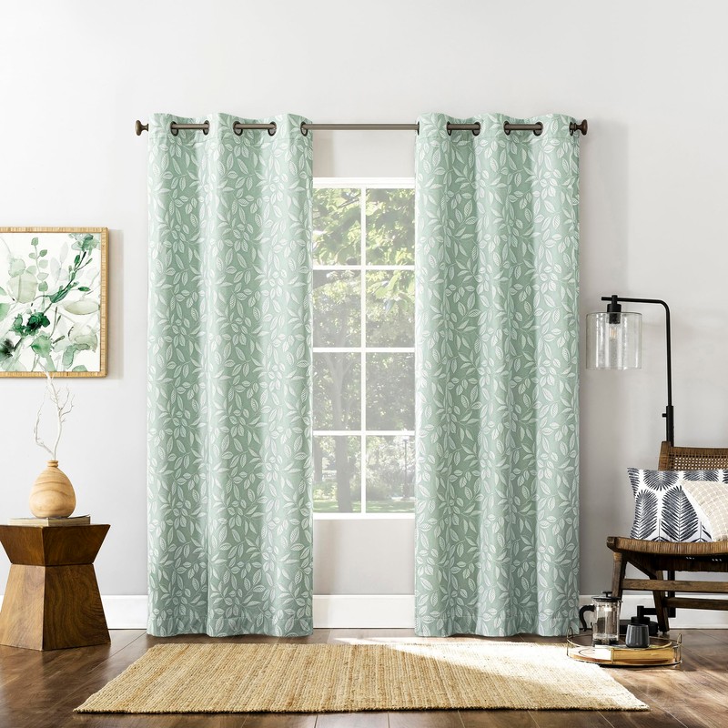 Sun Zero Satti Embroidered Leaf 100% Blackout Grommet Curtain Panel,