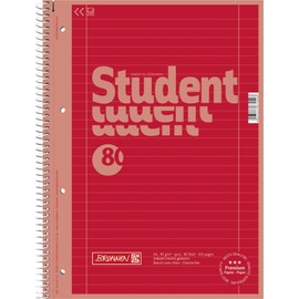 Brunnen Brunnen 1067927123 Notizblock / Collegeblock Student Colour Code (A4 liniert, Lineatur 27, 90 g/m², 80 Blatt) rot