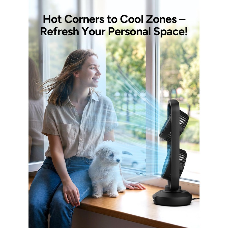 DR.PREPARE Dual Oscillating Tower Fan with 270° Tilt, 105° Oscillating,
