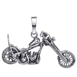 Materia KA-284 Men's Motorcycle Bike Pendant 925 Sterling Silver Antique Oxidised, Dimensions: