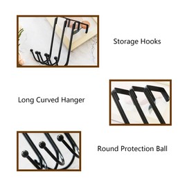 SagaSave 2Pcs Black Punch-Free Double Hanger Hooks with Anti-Slip Design, Multi-Purpose Storage for Door, Kitchen, Bedroom, Garage