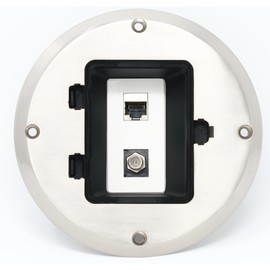 RiteAV Cat6 Shielded Ethernet Coax Cable TV Floor Box - Stainless Steel