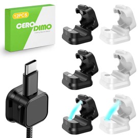 CeroDimo 12 Pack Magnetic Cable Clips, Adjustable Desk Cord Holder and Cable Organizer for Home, Office, Car, Nightstand, Adhesive Wire Holder for USB, Phone, and Desktop Management
