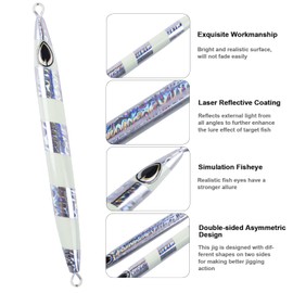 Goture Saltwater Fishing Jigs, Glow Vertical Jigs with Assist Hook Speed Fast Lead Jig Deep Sea Fishing Jigging Spoon Lures 10g-200g for Tuna, Salmon, Sailfish, Striped bass, Grouper Snapper, Kingfish