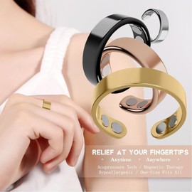 Angyape Auvulis Migraine Ring, Vitality Mgnetic Calmi Ring Stainless Steel Adjustable Acupressure Magntic Anti Snoring Rings Migraine Relief Jewelry for Men and Women（4 Colors）