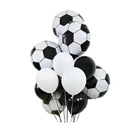 15Pcs 18 Inch Soccer Foil Balloons set，Black whiteLatex Balloons for Soccer Birthday Party Soccer Sports Theme Party Decorations，Baby Shower Birthday Party，Birthday Parties,World Cup Decorations