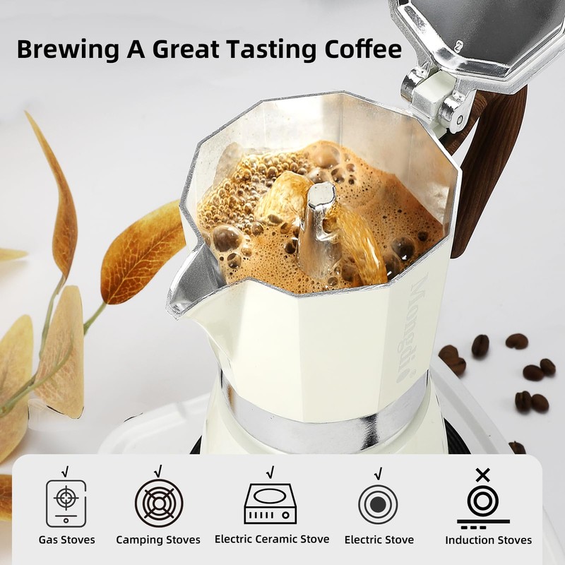 Mongdio Stovetop Espresso Maker Moka Pot, Cuban Coffee Maker Stove
