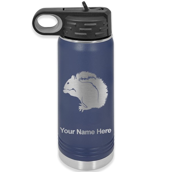 LaserGram Personalized Water Bottle, Squirrel, Stainless Steel Double Wall Vacuum